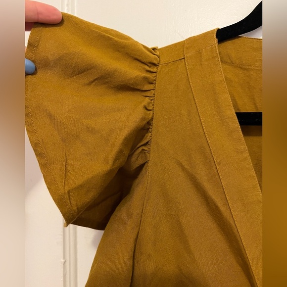 MADEWELL Linen-Blend Ruffle-Sleeve Wrap Midi Dress Cotton - Picture 8 of 10